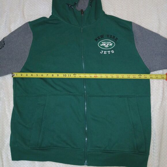 Tommy Hilfiger NFL New York Jets Green Grey Full Zip Jacket 2XL Hoodie Pockets - Picture 11 of 12